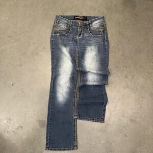 Y2k angels blue bootcut jeans